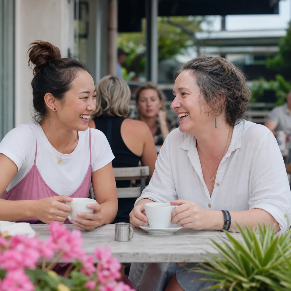 Adults talking at an outdoor café near Chesterfield town centre